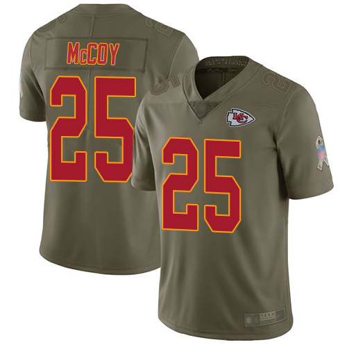 Men Kansas City Chiefs #25 McCoy LeSean Limited Olive 2017 Salute to Service Football Nike NFL Jersey->youth nfl jersey->Youth Jersey
